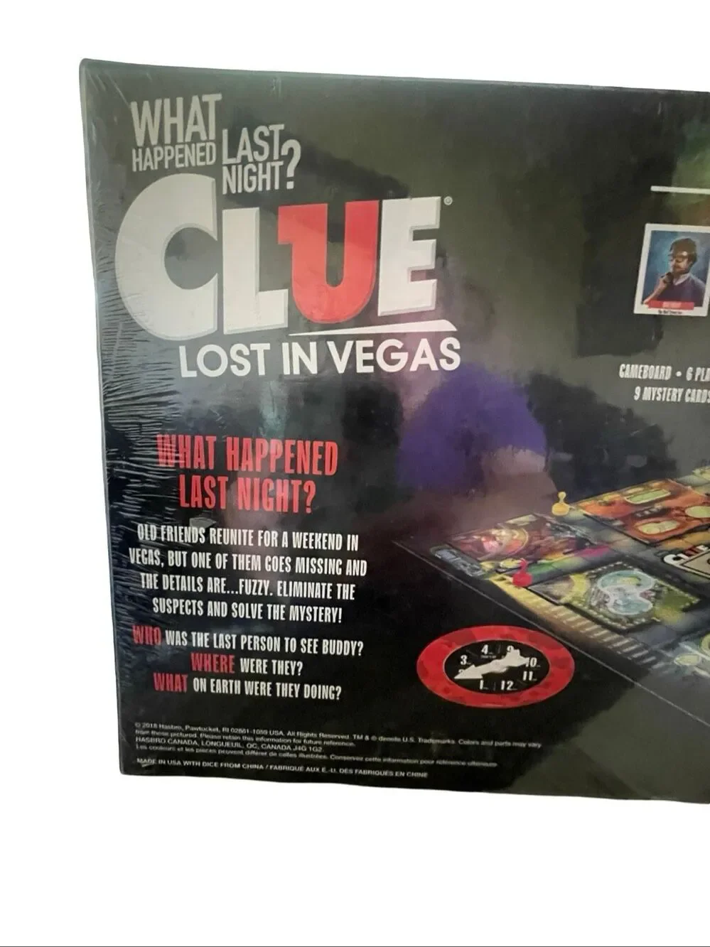 New Hasbro CLUE Lost In Vegas What Happened Last Night? Board Game